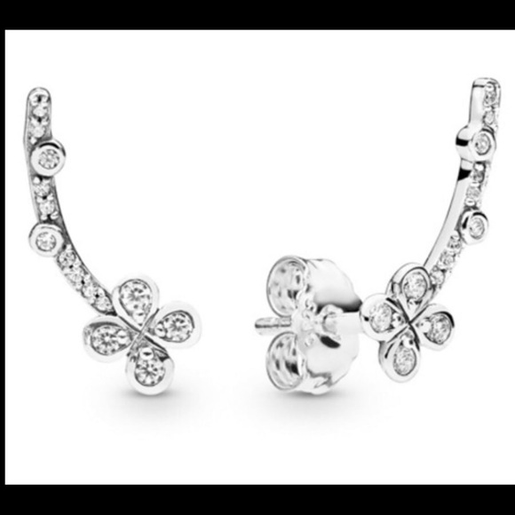 Draped Four-Petal Flower Stud Earrings from Pandora - retired - Picture 3 of 11